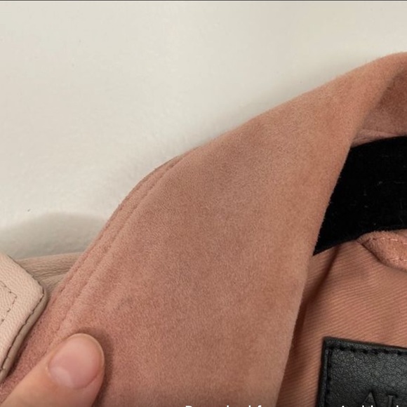 All Saints Pink Balfern Suede & Leather Biker Jacket - Size 4 - Picture 14 of 14